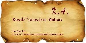 Kovácsovics Ambos névjegykártya